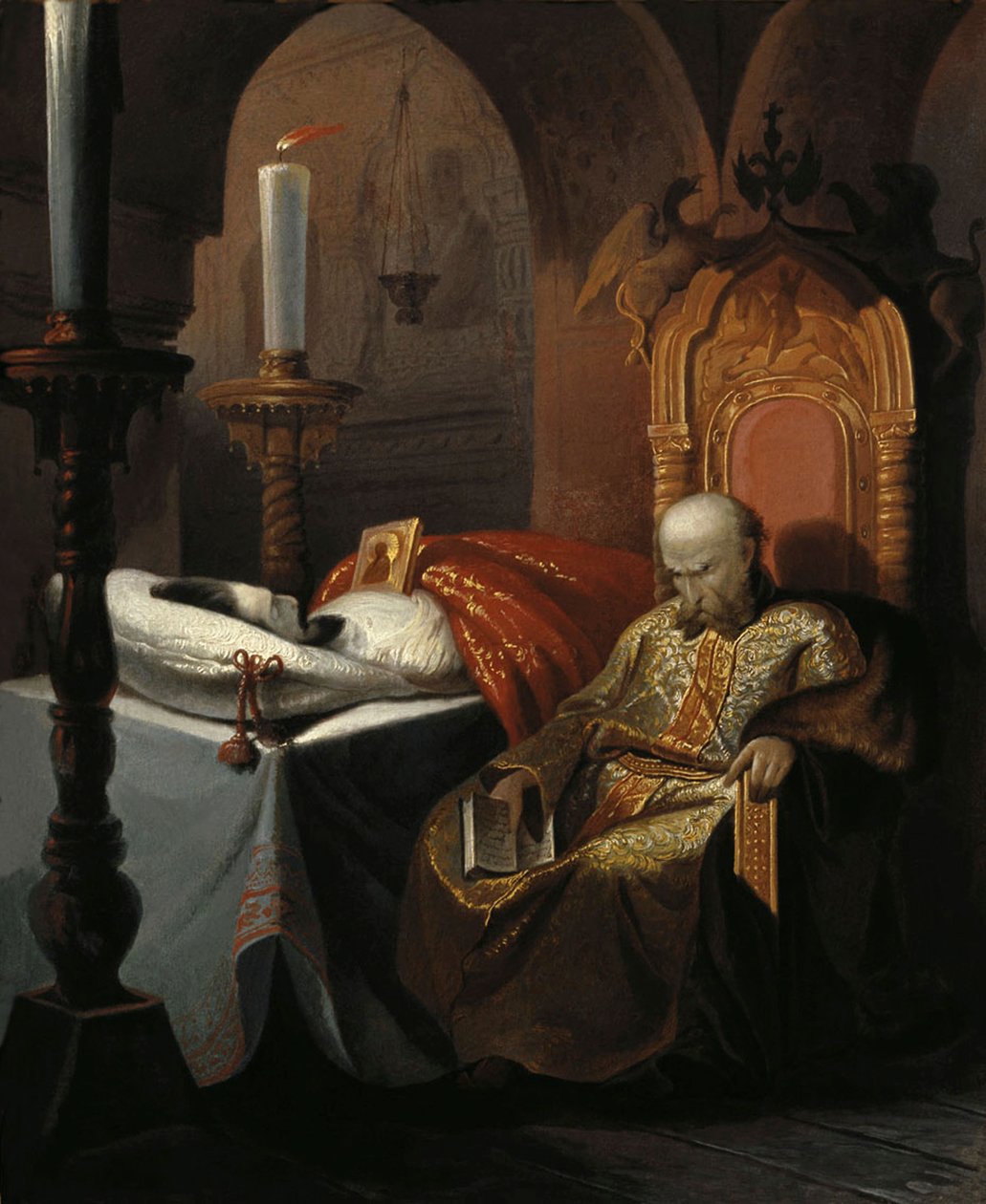 Ivan den grusomme og hans sønn Ivan fredag 16. november 1581, 1860-årene. av Nikolai Semyonovich Shustov