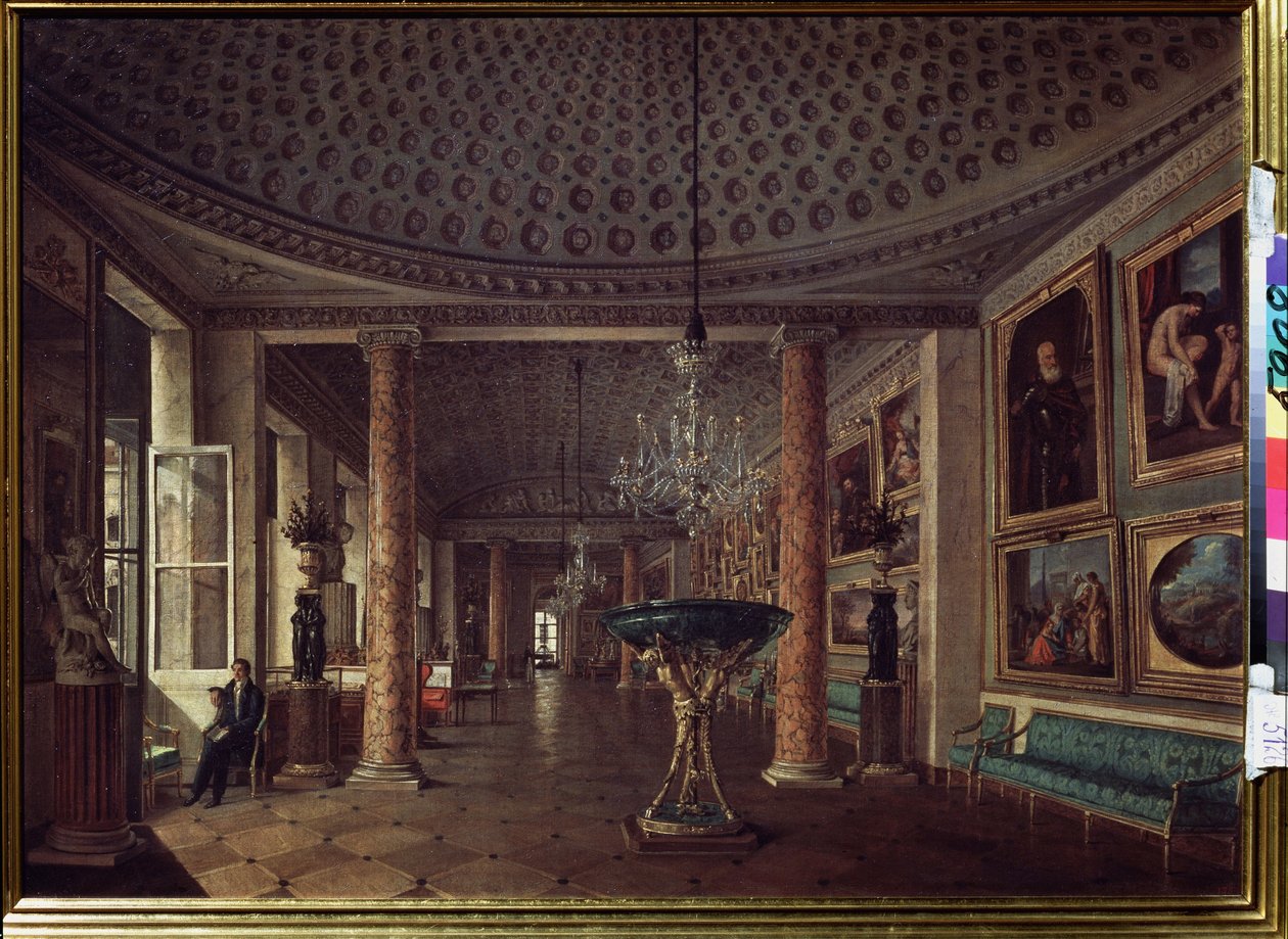 Bildegalleriet til Stroganov-palasset i St. Petersburg (Bildegalleriet i Stroganov-palasset i St. Petersburg). Maleri av Nikolai Stepanovich Nikitin (1811-1881), olje på lerret av Nikolai Stepanovich Nikitin