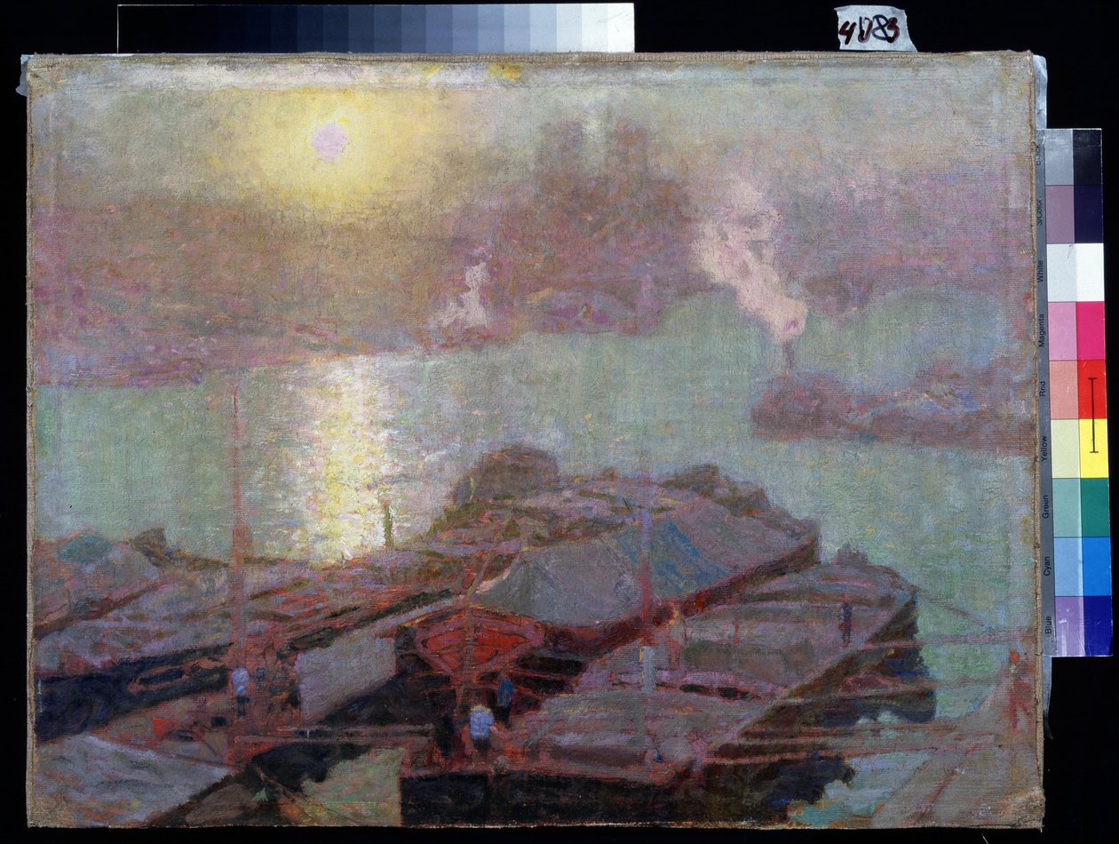 Seinen i Paris (Seinen i Paris). Maleri av Nikolai Vasilyevich Dosekin (1863-1935). Olje på lerret, 48,2 x 63,7 cm av Nikolai Vasilyevich Dosekin