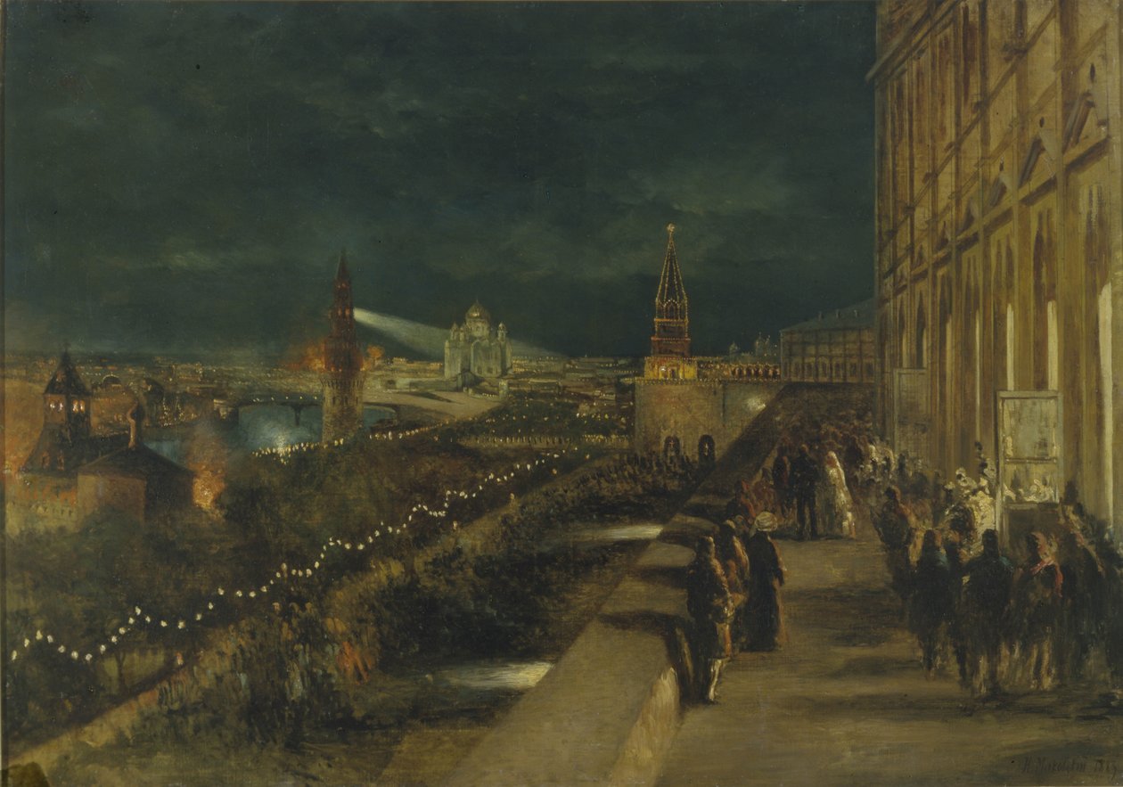 Belysning av Moskva i anledning kroningen av keiser Alexander III 15. mai 1883, 1883 av Nikolai Yegorovich Makovsky