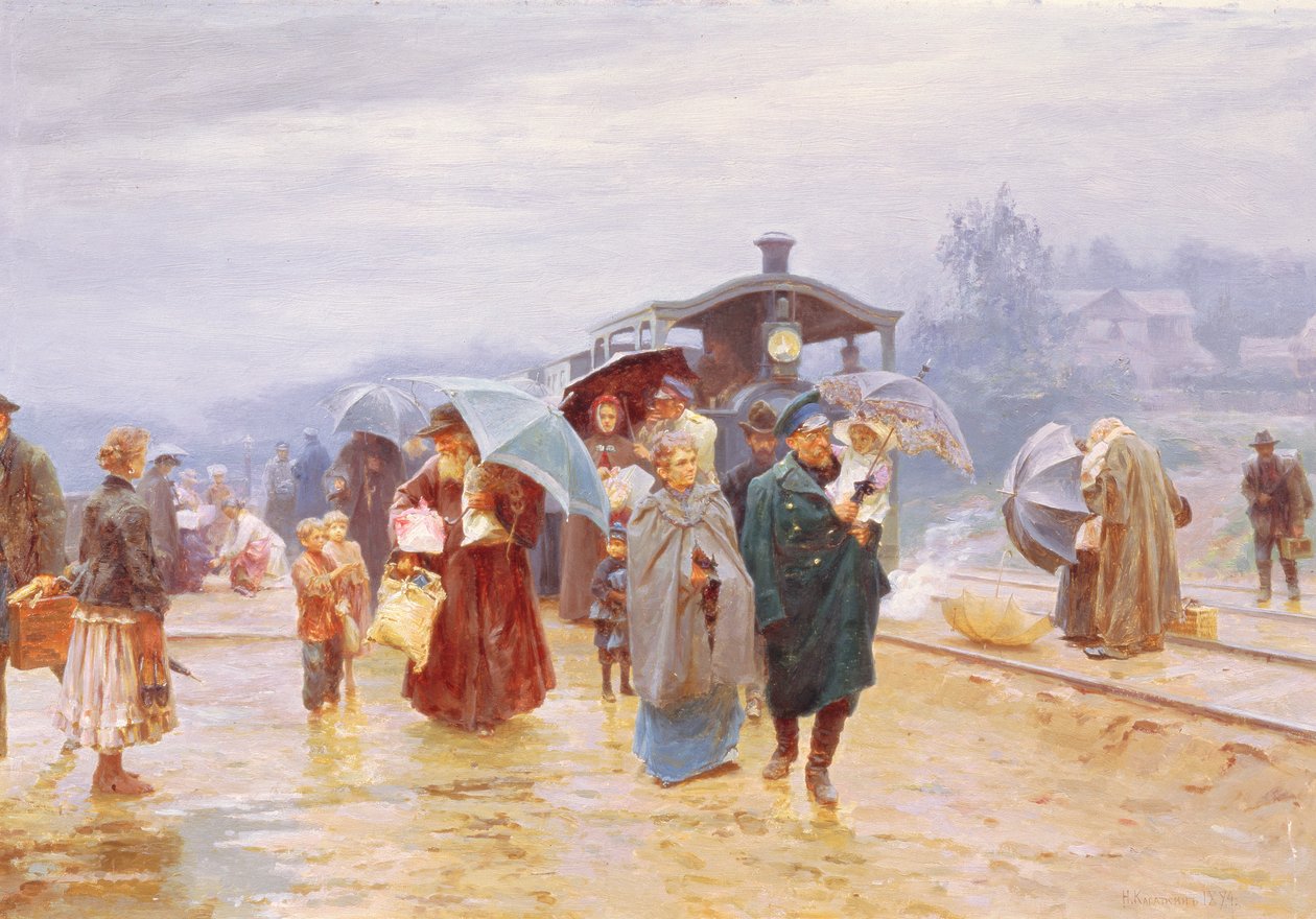 Toget har ankommet, 1894 av Nikolaj Alekseevich Kasatkin