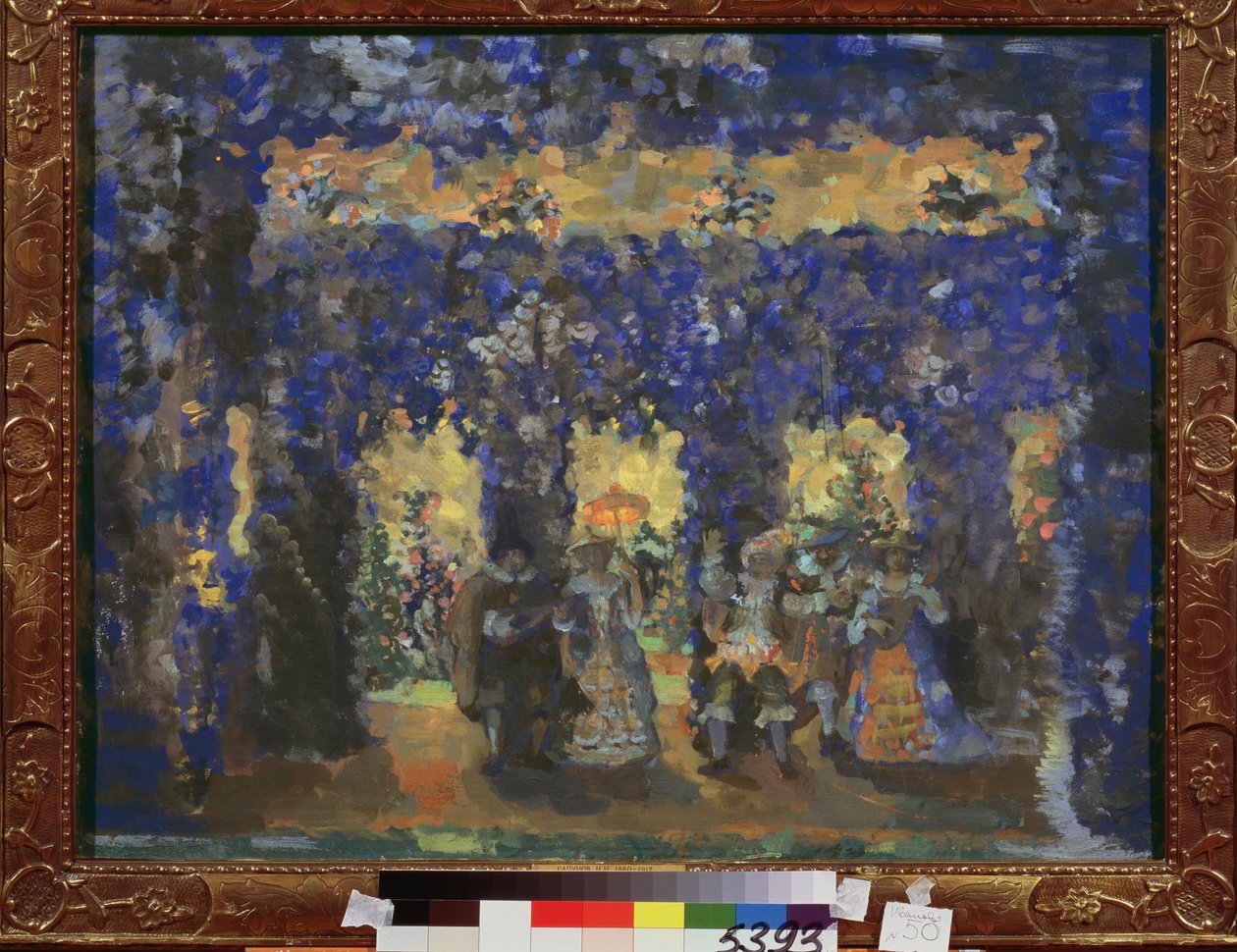 Paviljong i slottshagen. Verk av Nikolai Nikolaievitch Sapunov (Sapunov) (1880-1912), tempera på papp av Nikolaj Nikolaevic Sapunov