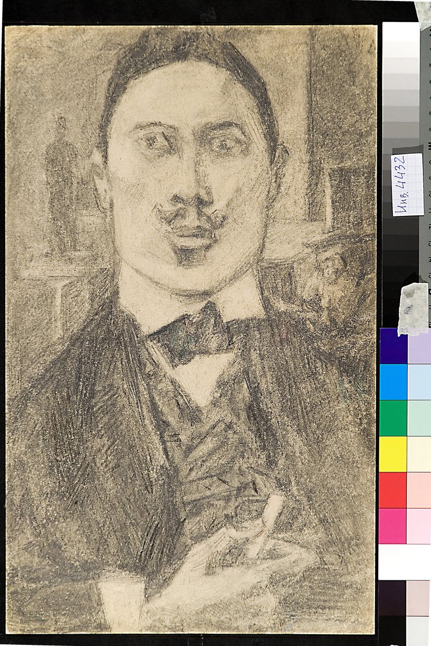 Portrait du paintre Nikolai Nikolaevich Sapunov (Sapunov) (1880-1912) - Dessin de Petr Ignatievich Bromirsky (1886-1920) av Nikolaj Nikolaevic Sapunov