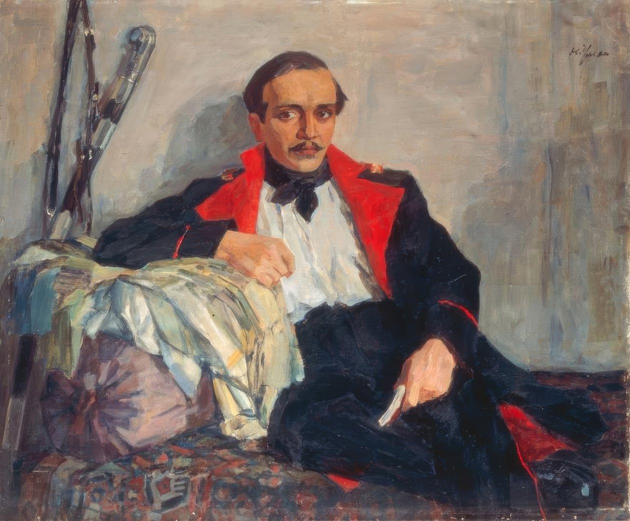 Portrett av poeten Mikhail J. Lermontow av Nikolaj Pawlowitsch Uljanow