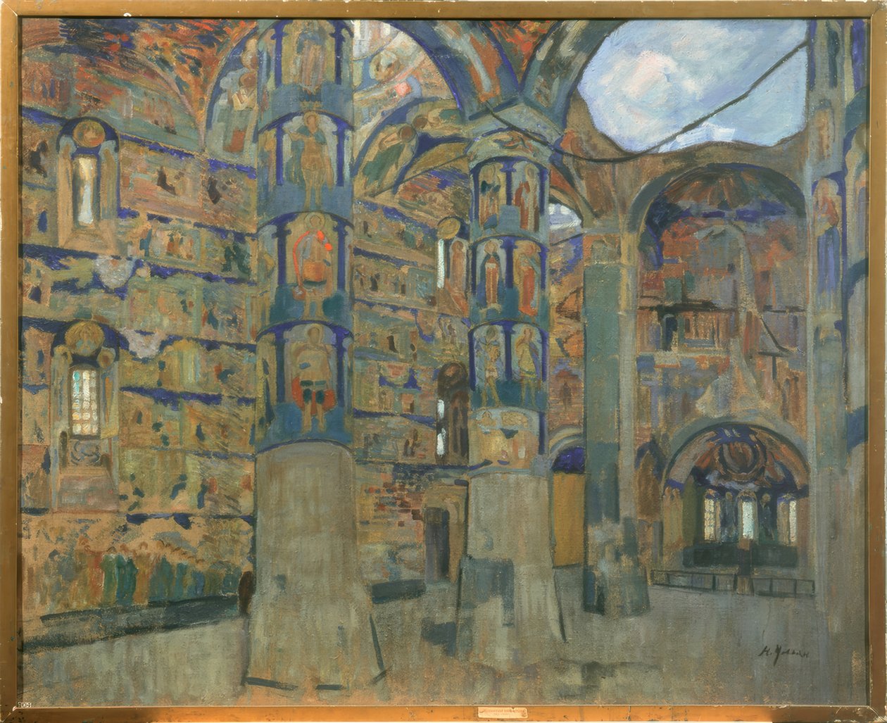 Interiør i kirken til Makarios Scheltowodski Trinity Monastery i Makarjewo av Nikolaj Pawlowitsch Uljanow
