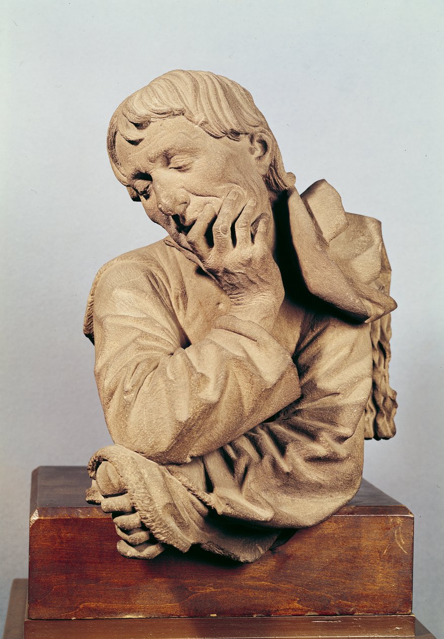 Byste av en mann som lener seg på albuen eller, selvportrett, 1467 (sandstein) av Nikolaus Gerhaert von Leyden