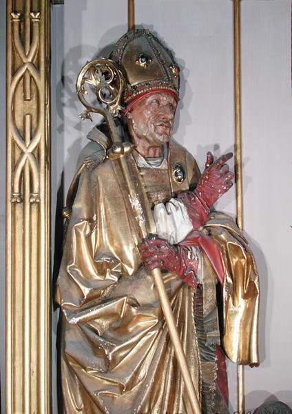 St. Augustine, fra Isenheim-altertavlen, ca. 1490 (forgylt tre) av Nikolaus Hagenauer