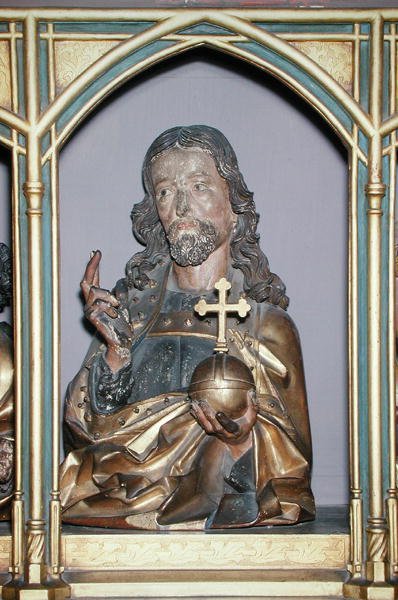 Treutskjæring av Jesus Kristus, detalj fra predellaen til Isenheim-altertavlen, ca. 1490 (malt tre) av Nikolaus Hagenauer