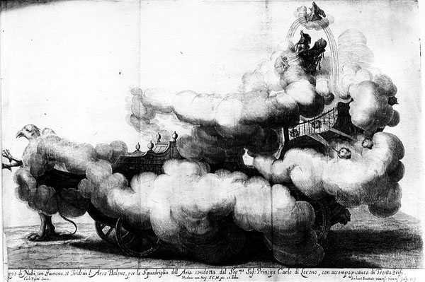 En vogn tegnet av griffiner og kjørt av Carlo di Loreno, gravert av Gerard Bouttats (f.1630) av Nikolaus van Hoy