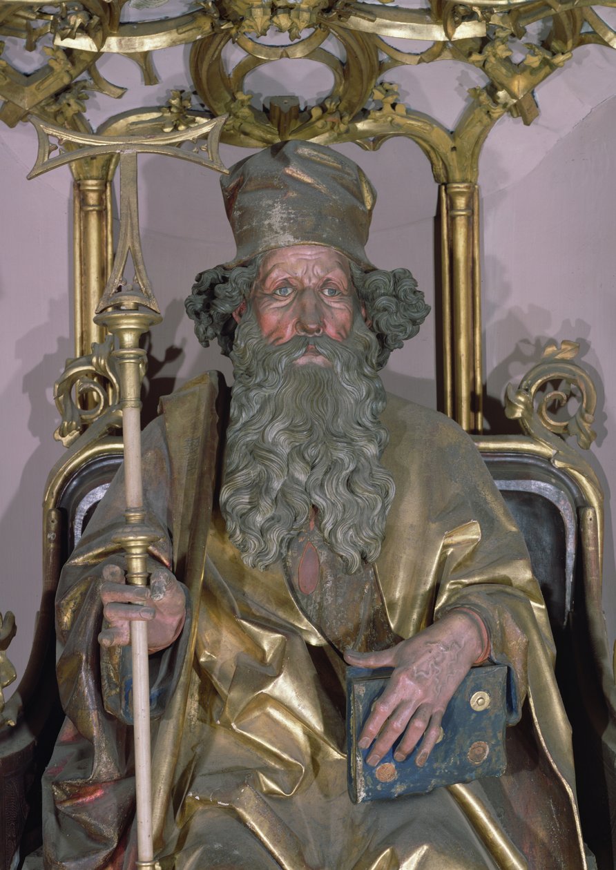 Isenheim altertavle, Saint Anthony the Eremitt-detalj av Saint Anthony, ca. 1490 gullmaling på tre av Nikolaus Hagenauer