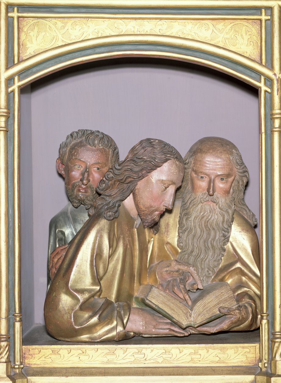 St. Jakob den mindre, St. Filip og St. Barnabas, fra Isenheim-altertavlen, ca. 1490 (malt tre) av Nikolaus Hagenauer