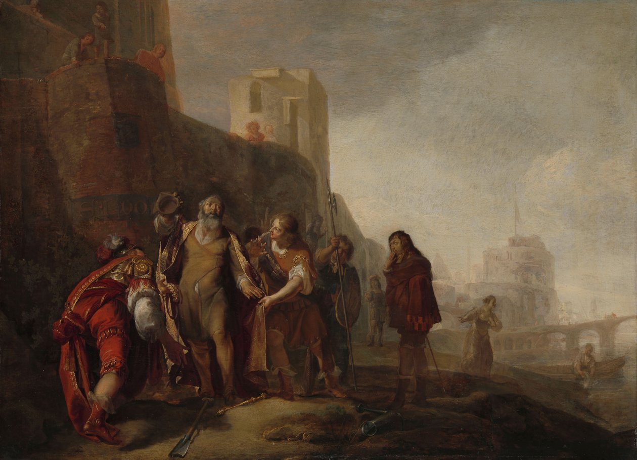 Legatene til Alexander den store investerer gartneren Abdalonymus med insigniene for kongedømmet av Sidon, ca. 1645-c. 1650 (olje på panel)0 av Nikolaus Knüpfer