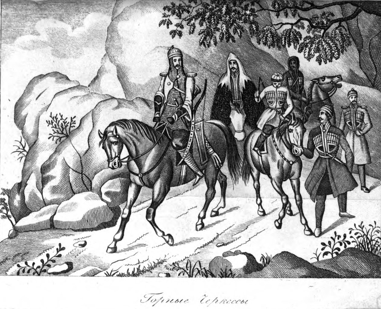 Mountain Cherkes fra boken fra boken Kaukasus og dens fjell beboer i sin moderne tilstand av Nikolay Danilevsky