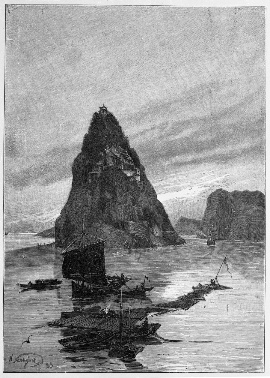 Rock of the Little Orphan ved Yangtze-elven, 1893 av Nikolai Nikolaevich Karazin