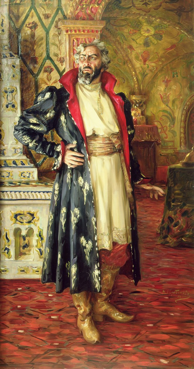 Portrett av Feodor Chaliapin (1873-1938) som Boris Godunov (1551-1605) 1916 av Nikolay Vassilyevich Kharitonov