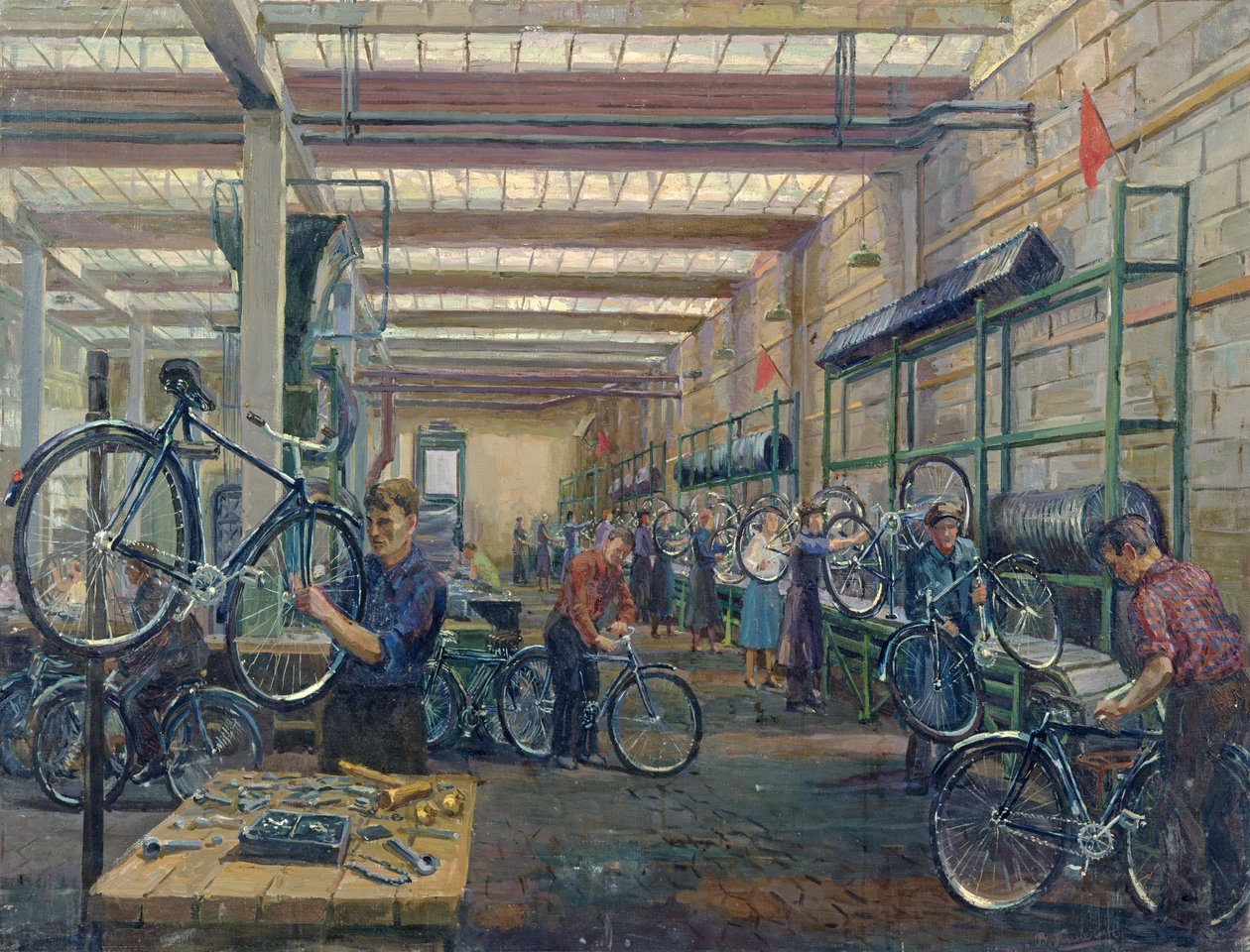 Moscow Cycle Works, ca. 1930 av Nikolay Vassilyevich Pinegin