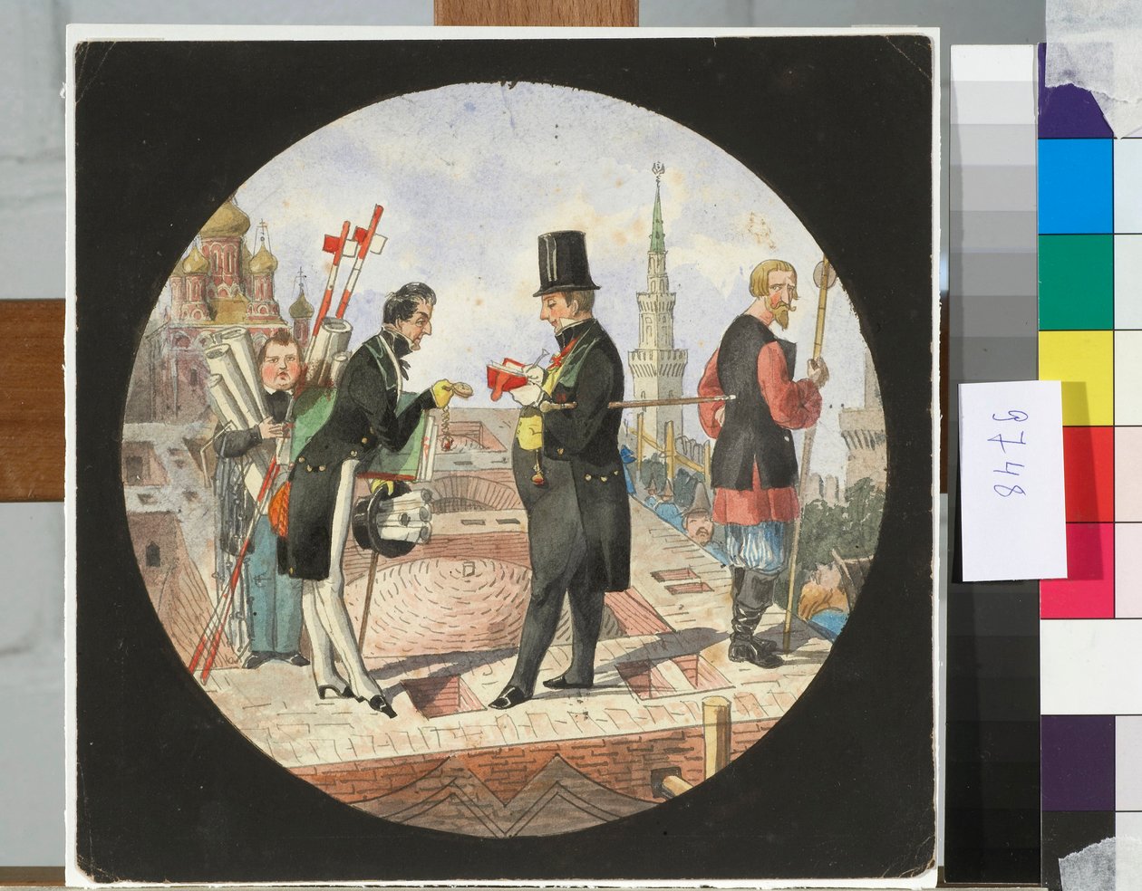 Baron Lev von Bode og arkitekt Nikolay Chichagov på byggeplassen til Grand Kremlin Palace i Moskva - Verk av Nicolas Benois (1813-1898) av Nikolay Benois