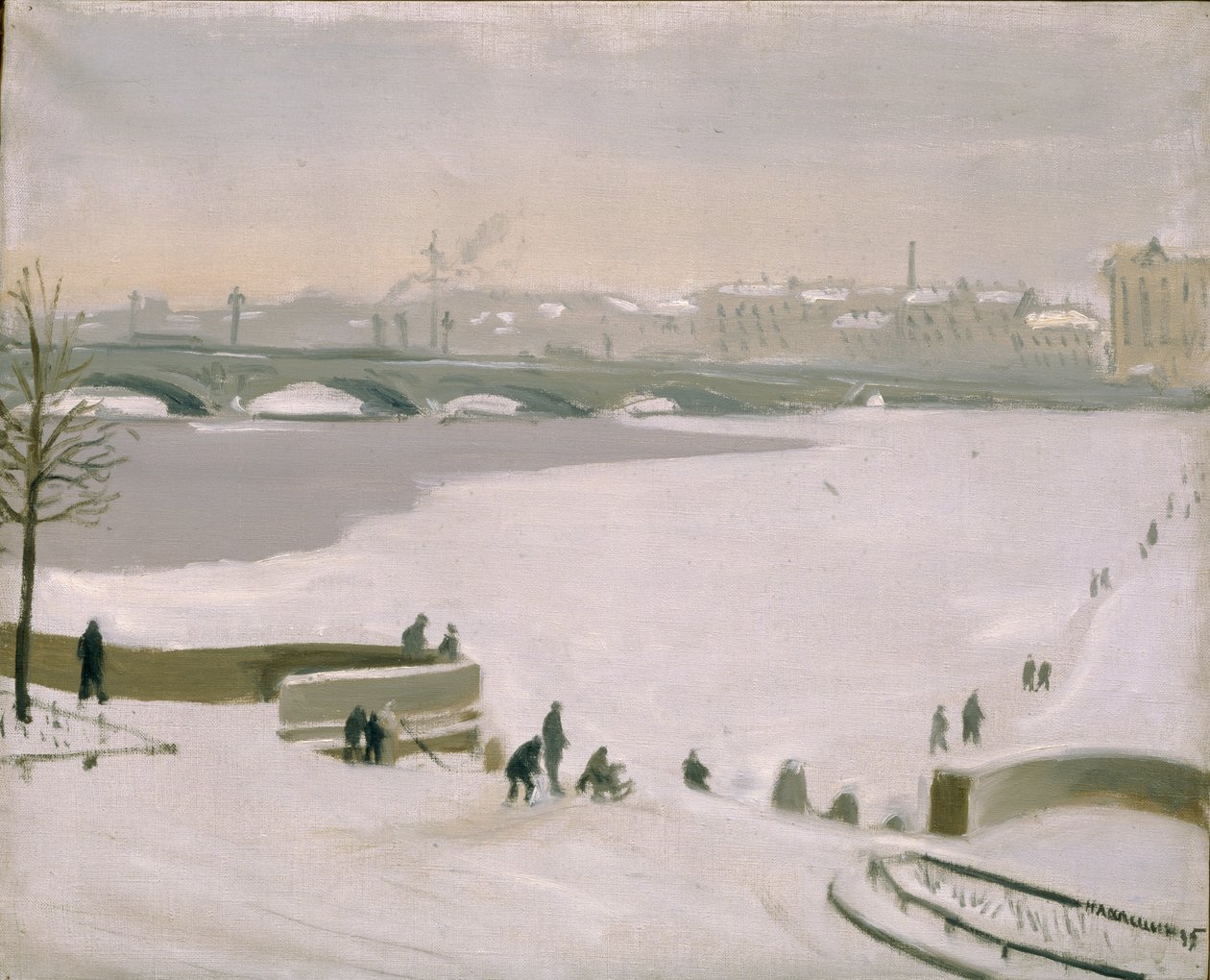 Krysser den frosne elven Neva, 1935 av Nikolay Fyodorovich Lapshin