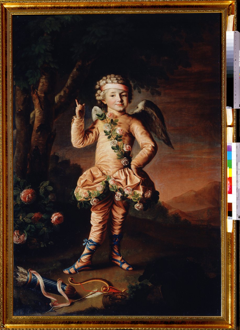 Portrait d'Ivan Yakimov en Cupidon (Portrett av Ivan Yakimov som Cupid). Peinture de Nikolai Ivanovich Argunov (Argounov) (1771-après 1829). Huile sur toile av Nikolay Ivanovich Argunov