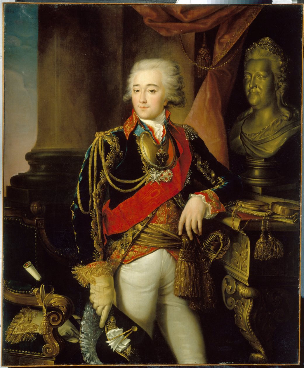 Portrett av grev Alexander Dmitriev Mamonov (1758-1803). (Portrett av grev Alexander Dmitriev Mamonov). En elsker av keiserinnen av Russland Katarina II den store (1729-1796) fra 1786 til 1789. Maleri av Nikolai Ivanovich Argunov (Argunov) (1771-etter 18. av Nikolay Ivanovich Argunov