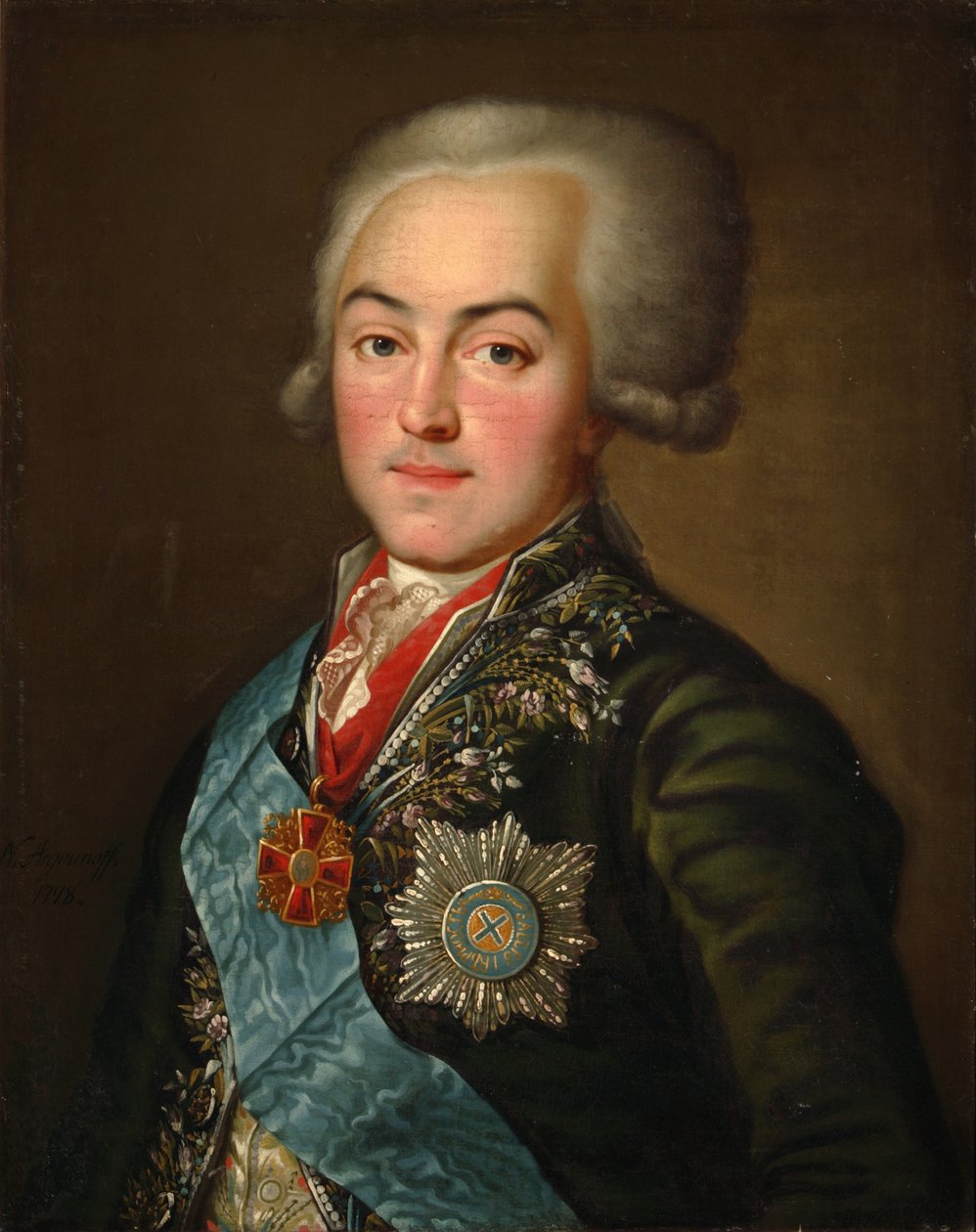 Portrett av grev Nikolai Petrovich Sheremetev 1751-1809, 1798 av Nikolay Ivanovich Argunov