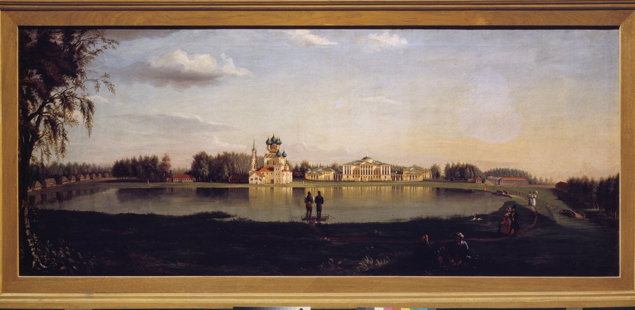 Utsikt over Ostankino-eiendommen (Moskva, Russland). Maleri av Nikolai Ivanovich Podklyuchnikov (1813-1877), olje på lerret av Nikolay Ivanovich Podklyuchnikov