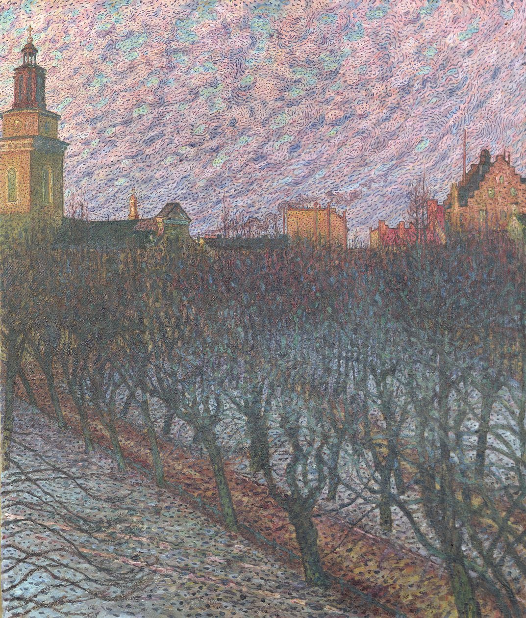 Kveldssol over Maria Magdalena kyrka Stockholm, 1902 av Nils Kreuger