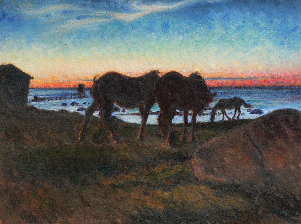 Hester ved solnedgang av Nils Kreuger