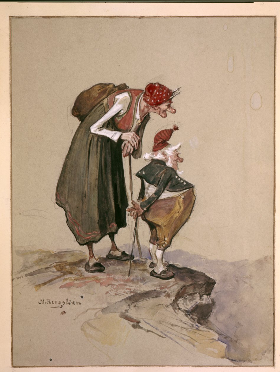 Vis (akvarell på papir) av Nils Bergslien