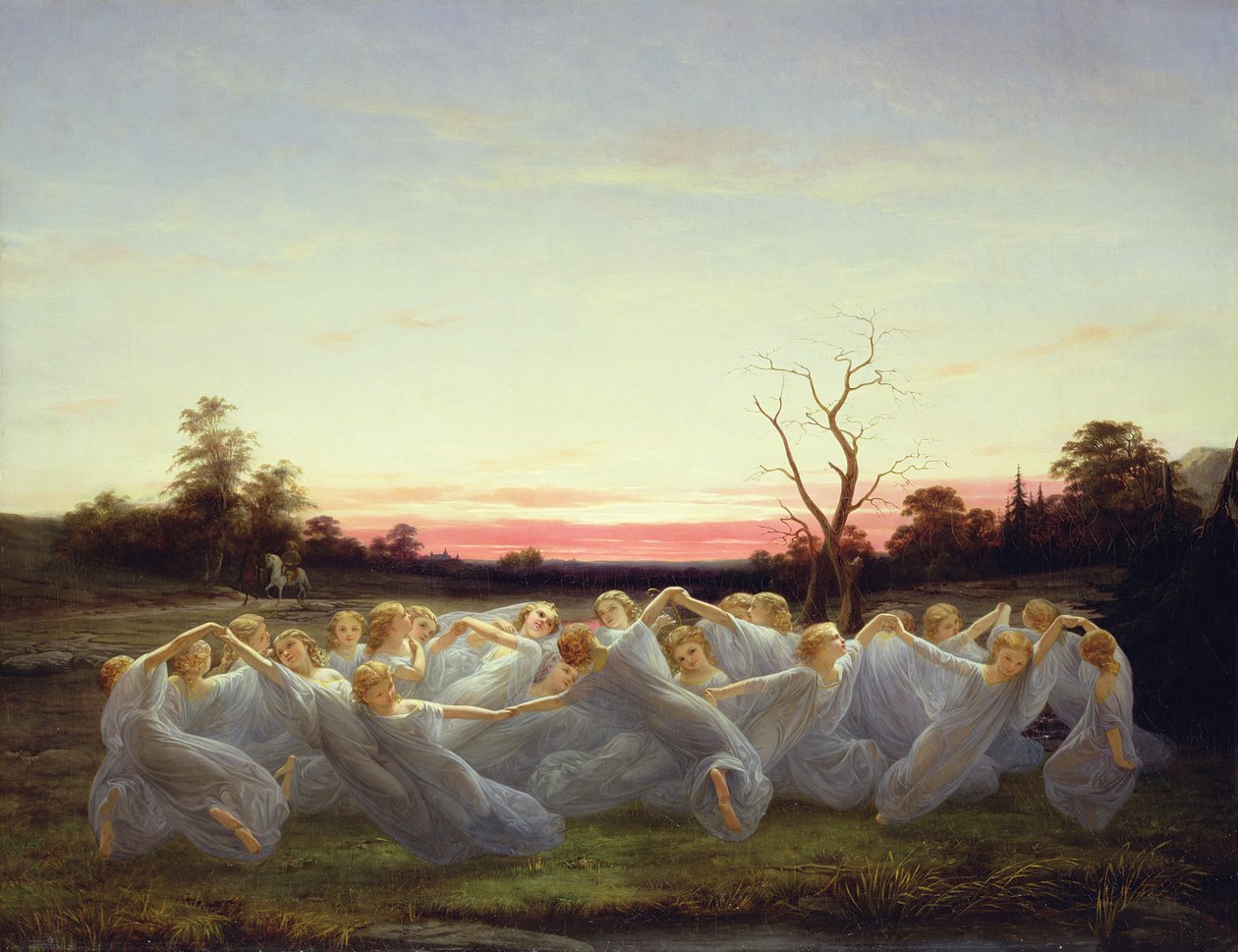 Fairies of the Meadow, 1850 olje på lerret av Nils Blommer