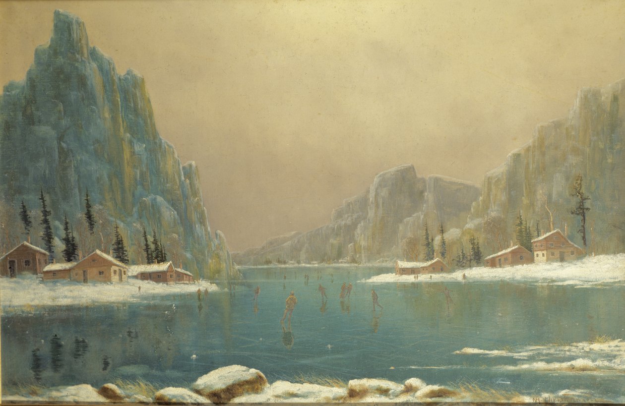Skatere på en innsjø, 1800-tallet av Nils Hans Christiansen