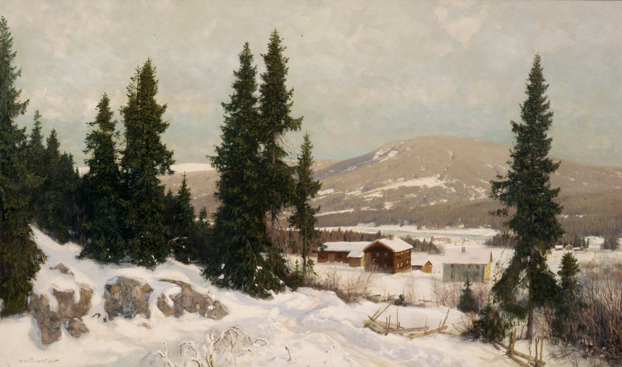 Fra Osterdalen (olje på lerret) av Nils Hansteen