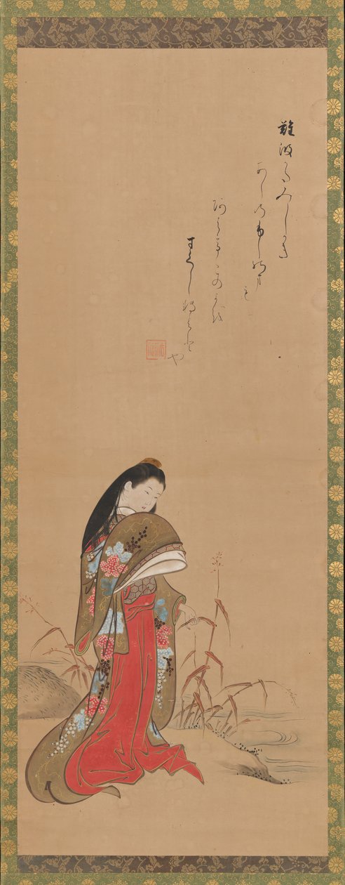Lady Ise ved elvebredden, sent på 1700-tallet. av Nishikawa Sukenobu