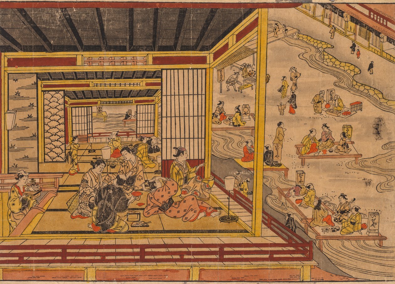 Tehus ved siden av Kamo-elven i Kyoto av Nishimura Shigenaga