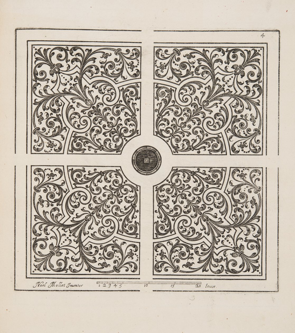 Design for Parterre, fra Theatre des Plans et Jardinages, pub.1652 av Noel Mollet