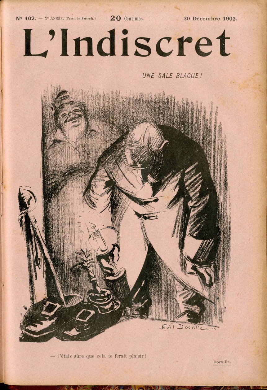 Cover av ""L'Indiscret"", Satirical in B & W av Noel Dorville