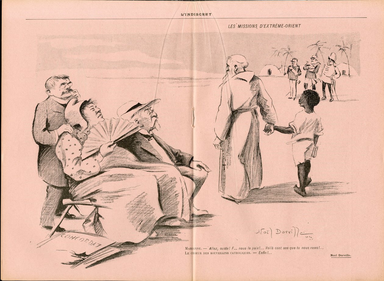 L'Indiscret, nummer 1, satirisk i svart-hvitt av Noel Dorville