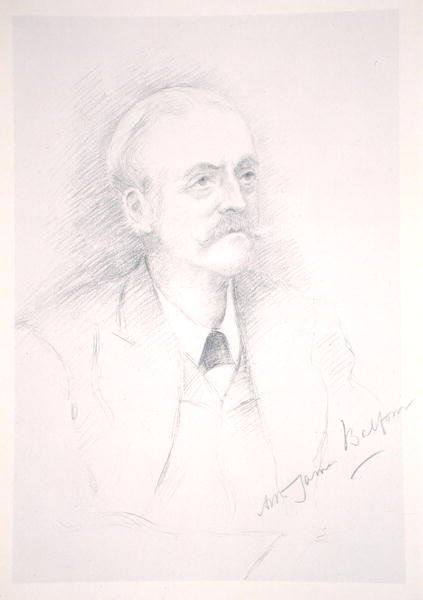 Portrett av Sir Arthur James Balfour (1848-1930) fra et album på Entente Cordiale av Noel Dorville