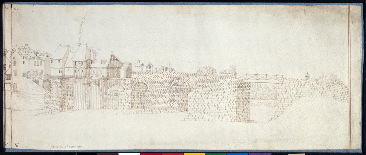 Panorama of Charenton (penn og blekk på papir) av Noel Gasselin