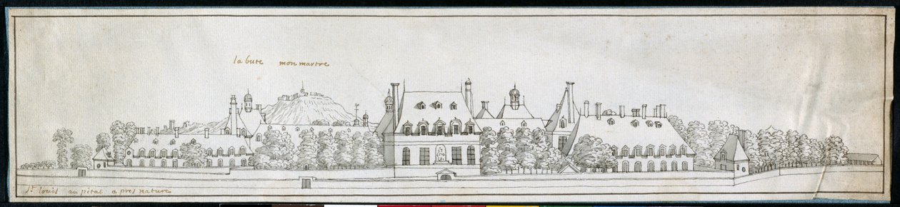 St Louis Hospital, ca. 1677 (penn og blekk på papir) av Noel Gasselin