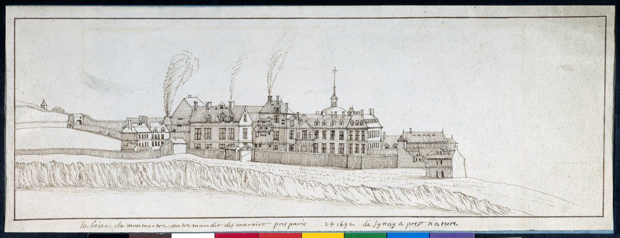 Klosteret i Montmartre, med skorsteiner som røyker (penn og blekk på papir) av Noel Gasselin