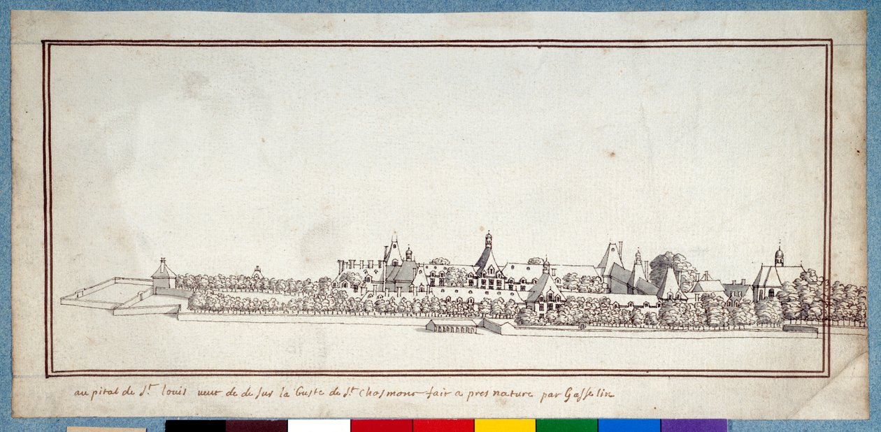 Hospital of St Louis (penn og blekk med vask på papir) av Noel Gasselin