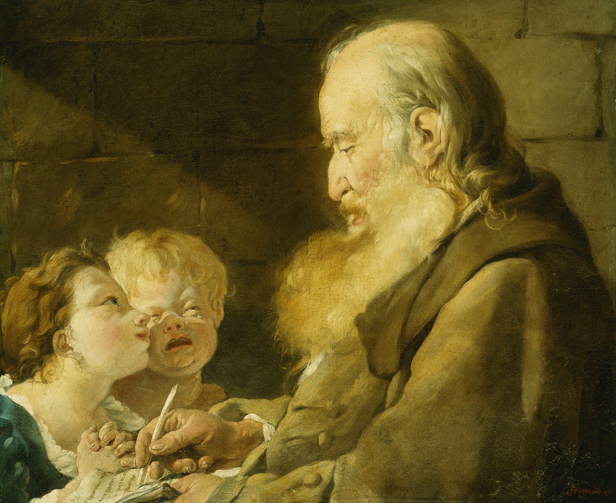 En skolemester med sine elever, 1801 av Noel Halle