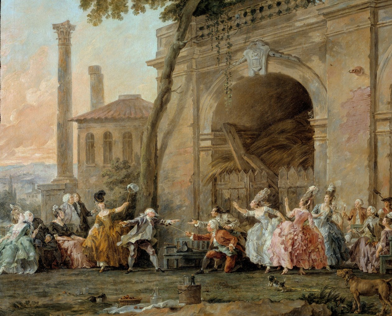 Colin-aillard, detalj av spillerne til colin aillard. Maleri av Christmas Halle (1711-1781), ca 1770-1780. Olje på lerret. Amiens, Musee De Picardie av Noel Halle