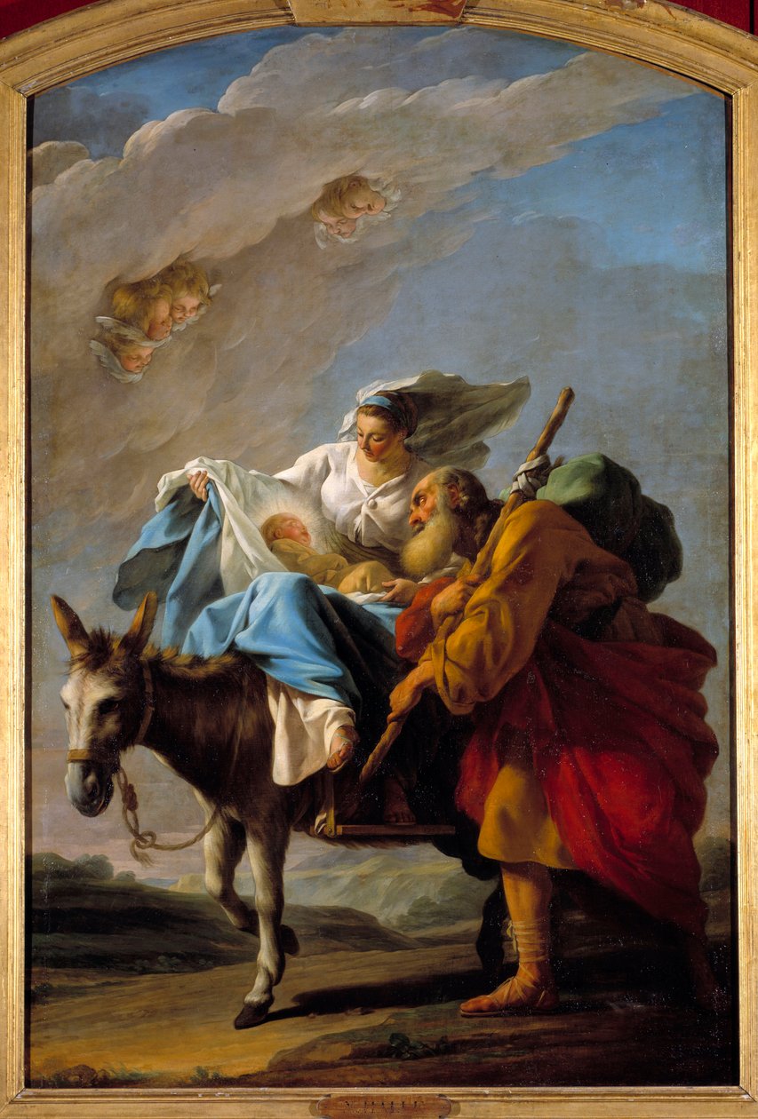Flyturen til Egypt. Maleri av Christmas Halle (1711-1781) av Noel Halle