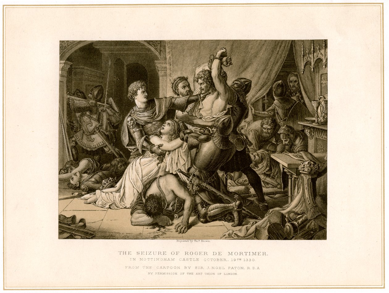 Beslaget av Roger de Mortimer 1287-1330 ved Nottingham Castle, 1800-tallet. av Noel Paton
