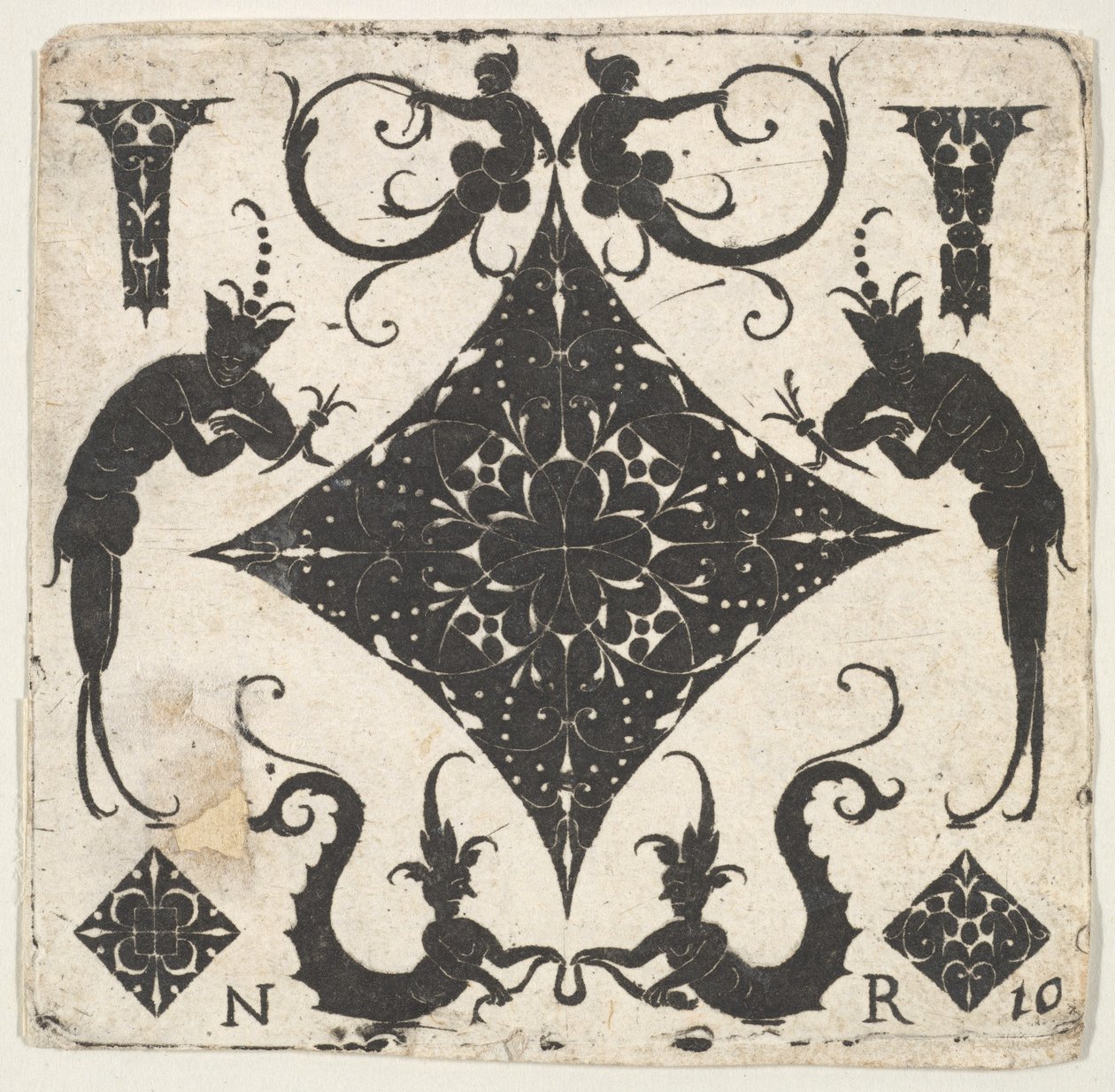 Konkave pastillformet panel og groteske figurer, ca. 1620-30. av Noel Rouillard