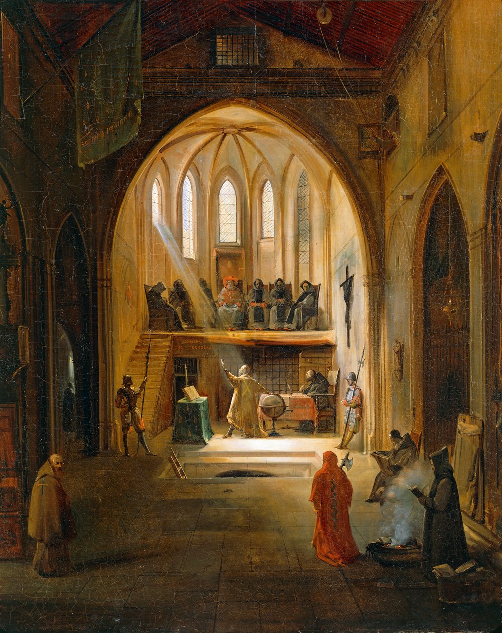 Galileo Galilei for inkvisisjonsretten, maleri av Joseph Clerian (1796-1842), Detalj av Noel Thomas Joseph Clerian