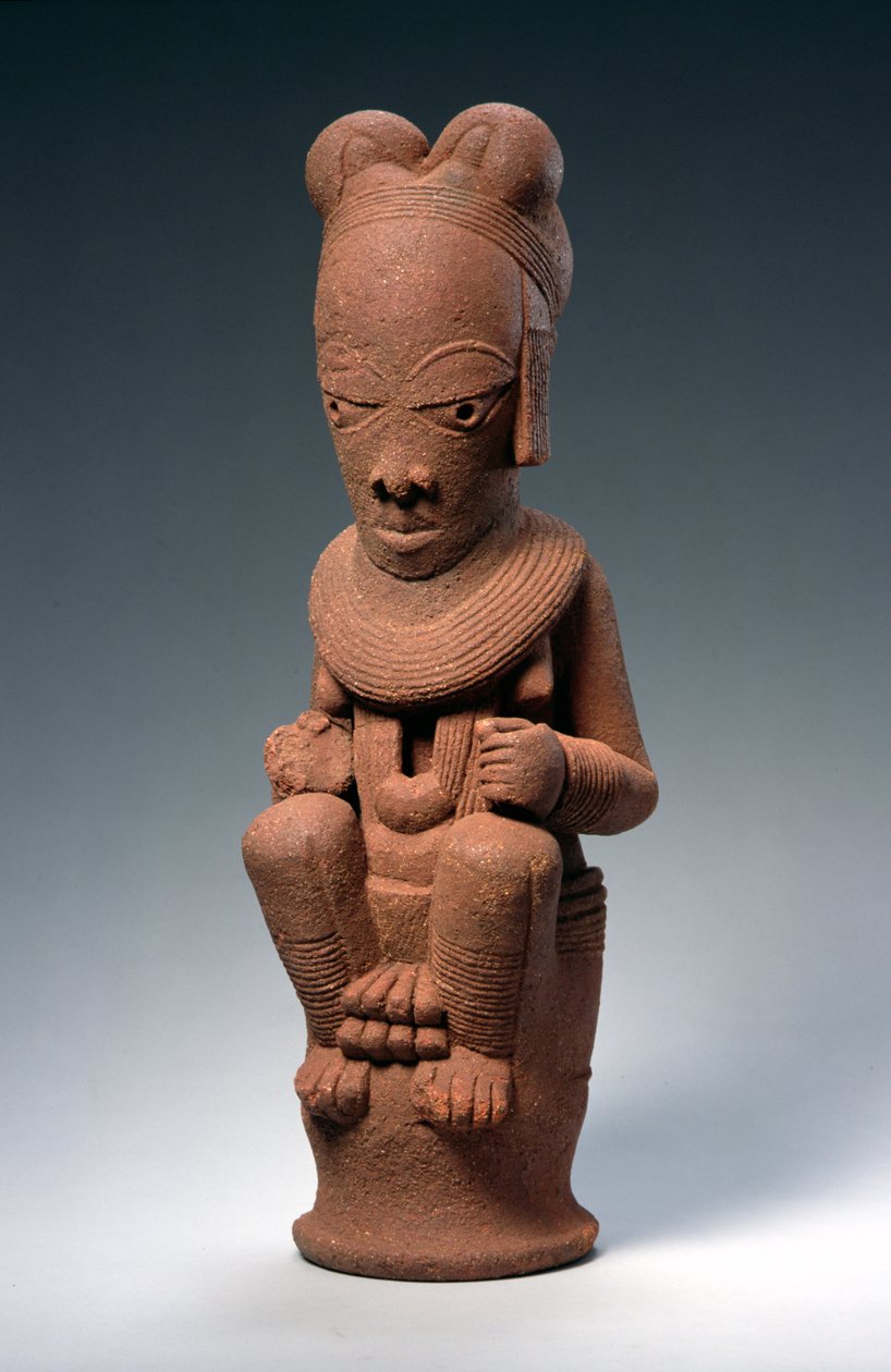 Sittende kvinneskikkelse, Nok, Nigeria (terrakotta) av Nok Culture