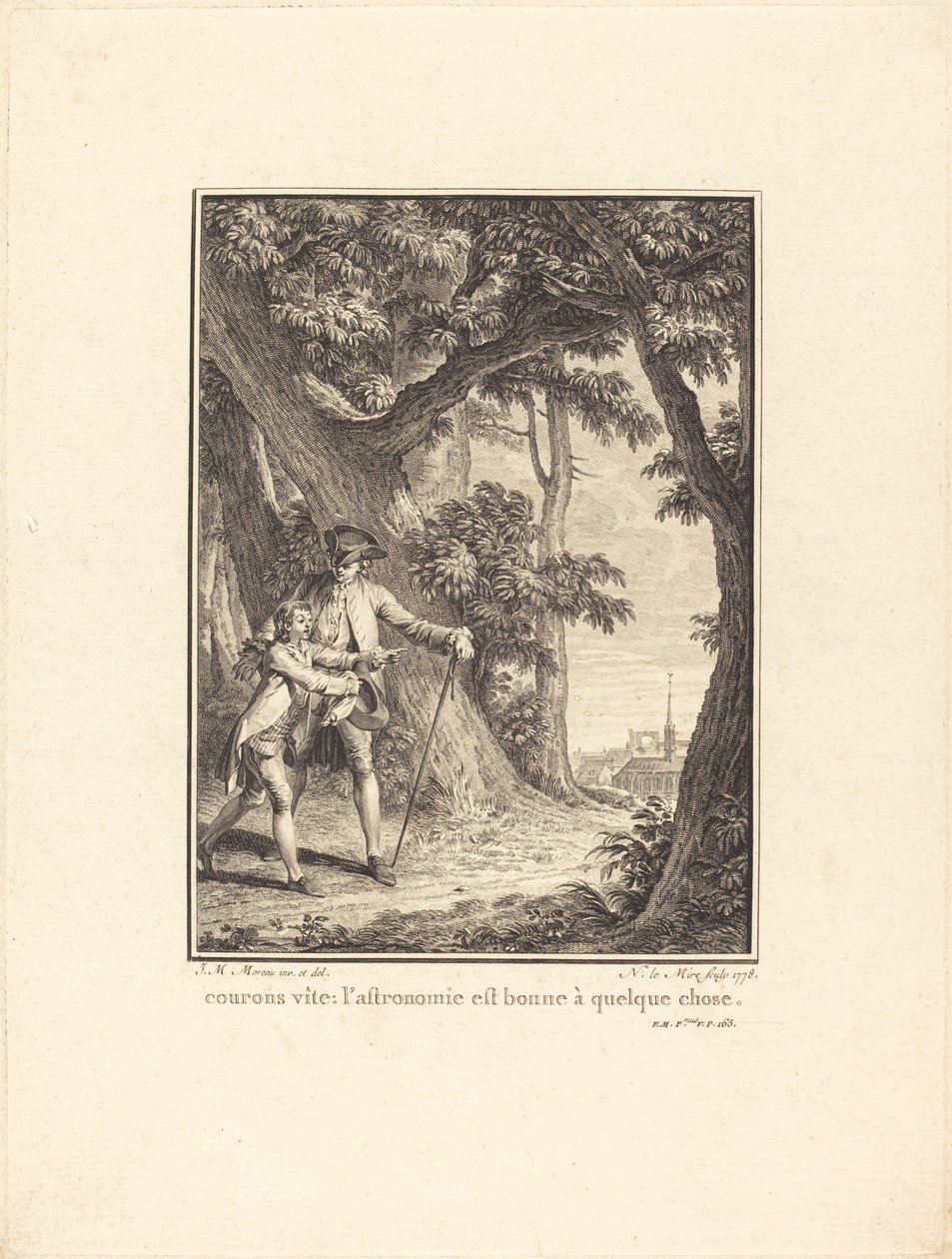 La oss løpe fort: Astronomi er bra for noe av Noël Le Mire after Jean Michel Moreau